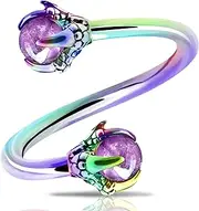 OUFER Twist Helix Earring 316L Stainless Steel Dragon Claw with Opalite Center 16G Twist Lip Labret Belly Bars Cartilage Earring Piercing Jewellery