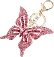 [TENDYCOCO] Key Chain Bulk Keychains for Women Decorations for Car Key Holder Keychain for Car Keys Car Ornament Butterfly Key Rings Keyring Rhinestone Decor Car Parts Keychain Alloy Pink