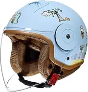 Vintage Kids 3/4 Motorcycle Half Hel-met, Retro Toddler Open Face Scooter Bicycle Safety Cap, Boys Girls Dirt-Bike Go-Kart Moped ATV Hel-Mets for 2-14 Years Old Youth Child
