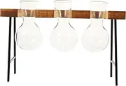 BEBEMOKO 1Set Hydroponic Vase with Wooden Rack Glass Plant Vases for Home Decoration Desktop Planter for Indoor Plants for Plant Propagation and Terrarium Display