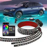 1797 Underglow LED Lights for Cars Under Glow Kit Exterior Lighting Strip APP Remote Control RGB Neon Accent fit 12V Vehicles Trucks Cigarette Lighter Plug and Play Waterproof