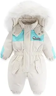 [BRONG] Baby Winter Snowsuit Boy Girl Hooded Romper Kids Fleece Coat Clothes Toddler Zipper Jumpsuit Windproof Outwear Ski Suit