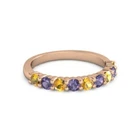 925 Sterling Silver Round 2.5MM Citrine Iolite Eternity Rose Plated Women Ring