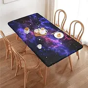 Universe Galaxy Star Space Rectangular Tablecloth Table Cover for 4 Foot Tables, Waterproof Fitted Elastic Edged Table Cloth for Indoor Outdoor Party Wedding Picnic Patio, 4 Ft/48x30 inch