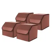 SOGA 4X Leather Car Boot Collapsible Foldable Trunk Cargo Organizer Portable Storage Box Coffee Small