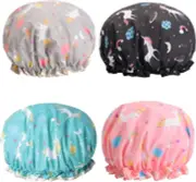 Unicorn Shower Caps, Double Layers Bath Hat for Women to Cover Long and Thick Ha