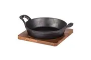 Davis & Waddell Fine Foods Cast Iron Round Skillet & Acacia Wood Trivet 24.5cm