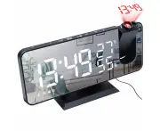 YOUKUKE Projection Alarm Clock Radio LED Digital Mirror Surface - Black