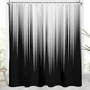 AAtter Black and Grey Shower Curtain White Gray Silver Abstract Ombre Art Aesthetic Gothic Men Extra Long XL Large Fabric Home Bathroom Decor Bathtub Set with 12 Hooks, 72x84, Modern