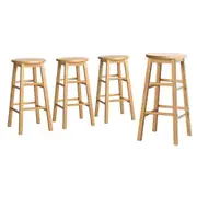 4x Bar Stools Round Chairs Wooden Nature
