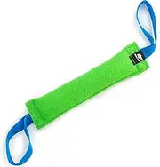 Bull Fit French Linen Dog Bite Tug Toy with 2 Handles (Green)
