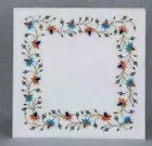 12" White Marble Corner Side Table Antique Semi Precious Stone Coffee Table Deco