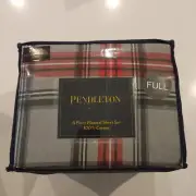 Pendleton Flannel Cotton FULL SHEET SET 6pc Gray Red Findlay Plaid 100% Cotton