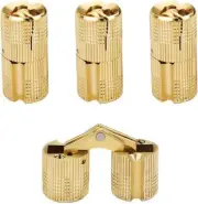 4 Pcs Hidden Brass Barrel Hinges, Concealed Box Hinges Invisible Furniture
