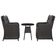 Garden Chairs 2 pcs with Tea Table Poly Rattan Black vidaXL