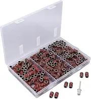 Nail Drill Sanding Bands 210pcs Coarse Fine Pedicures Manicure Sanding Bands with Mandrel 80 120 180 Grit Brown