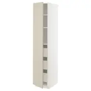 METOD / MAXIMERA high cabinet with drawers, white/Havstorp beige, 40x60x200 cm