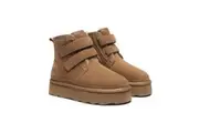 AUSTRALIAN SHEPHERD UGG Boots Women Sheepskin Wool Hook and Loop Platform Vigour Chestnut
