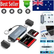 3-in-1 USB-A & USB-C Memory Card Reader for CF/SD/TF - Portable Aluminum Adapter