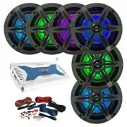 6x Enrock 6.5" LED Speakers, 6x Chrome + Charcoal Grilles, Amplifier w/Kit