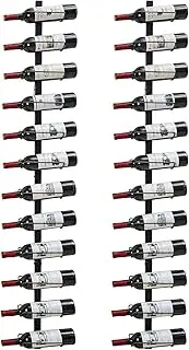 2 Pack 12 Bottle Wall Wine Rack for 24 Wine Bottles, DIY Detachable Wall Mount Wine Rack, Wine Storage Organizer Display Holder Used As One or Four, for Kitchen, Dining Room, Bar, Wine Cellar