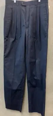 LOUIS RAPHAEL SLIM FIT GABARDINE 34 NAVY DRESS PANTS