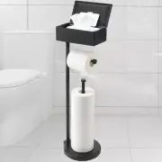 Toilet Paper Holder Stand Free Standing Shelf With Flushable Wipes Dispenser