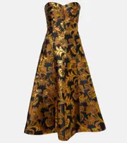 [Etro] Etro Semi-sheer strapless lamé maxi dress AU 16 gold