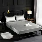 Emulation Silk Sheet Queen Size Fitted Bed Sheet Soft Smooth Bedsheet Pillowcase