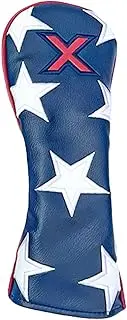 Vaveren PU Leather Golf Headcover Waterproof Accessory Handcrafted Soft Lining Simple Assembly for Men Women Stars Pattern Blue Color