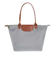 NWT LONGCHAMP Le Pliage Large Nylon Shouler Tote 1899089P51 GREY AUTHENTIC!