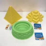 3 Piece Plastic Castle Mold 3” To 7” Beach Sand Box Play Coliseum Pyramid