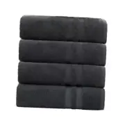 100% Turkish Cotton Lint Free, Quick Dry, Solid Bath Towel Set of 4 Dark Grey