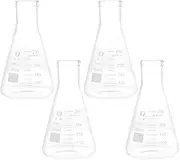 4pcs Erlenmeyer Flask Tampon Flask Science Flask Chemistry Flask Laboratory Equipment Laboratory Flask Suit Tools Thickened Conical Flask Glass High Borosilicate Supplies