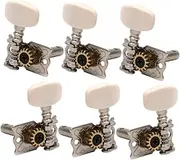 TOGEVAL 6Pcs Guitar Tuning Pegs Replacement Retro Keys for Acoustic Guitar Ukulele Left Right White Durable Easy to Install
