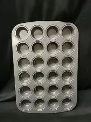 Nonstick 19.75" X 14" 24-Cup Mini Muffin Pan, Mini Cupcake Pan, Gray