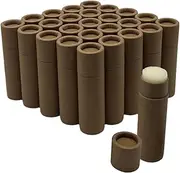 GreenWay 0.3oz / 8.5g Kraft Paperboard Lip Balm Tubes with Lids - 25 Pack Lip Gloss Tubes Refillable DIY Cosmetic Containers - Lip Balm Containers Chapstick Empty Holder - Brown