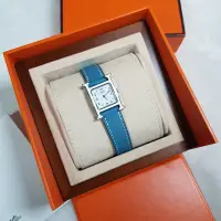 在飛比找Yahoo!奇摩拍賣優惠-HERMES HEURE H 白色陶磁款 藍色錶帶 手錶 9