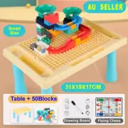 3 IN 1 Kids Building Blocks Bricks Play Table Desk Set Toys+Chess+Drawing Board