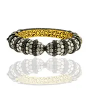 11.17ct Uncut Diamond Oxidized Victorian Bangle Bracelet 925 Starling Silver