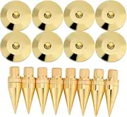 Speaker Spike Pad Kit, 8 Pairs 6 x 36mm, Speaker Spike Isolation Stand with Base Pad Feet Mat, Copper Speaker Spikes Pads for Audio, Subwoofer, Amplifier, CD Player Studio, Improve The Sound