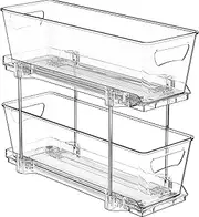 SimpleHouseware 2 Tier Narrow Clear Pull Out Cabinet Organiser, Under Sink Storage Drawer Organiser