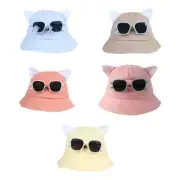 Fashion Glasses Fisherman Hat Cartoon Big Brimmed Bonnet Windproof for Boy Girls
