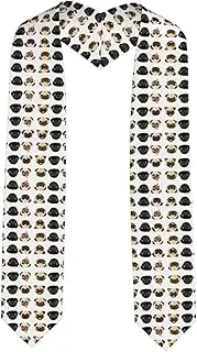 [EdWal] Black Yellow Pug print Graduation Stole and Sash Class for Unisex Adult Honor Stole Honor Stole of 2025