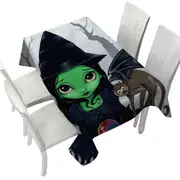 Halloween Theme Wicked Witch and Her Flying Monkey Tablecloth