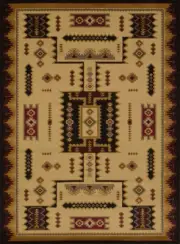 Ivory 2x7 Circles Southwestern Patchwork Runner Rug: Actual Size 1' 11" x 7' 2"