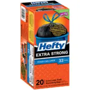 Hefty E8-6725 Black Plastic 33 gal. Capacity Drawstring Trash Bags (Pack of 6)