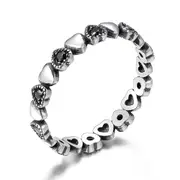 Silver plating Stackable Ring Heart Black Finger Rings for Women Wedding Anniversary Jewelry_8