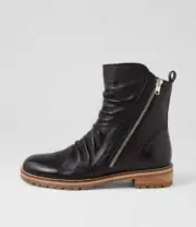 New Ziera Madoc W Black Natural Heel Leather Ankle Boots Womens Shoes Casual