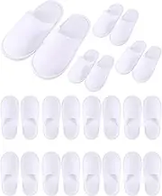 Twistover 12 Pairs Kids Disposable Slippers for Guests Closed Toe Non Slip Spa Slippers Bulk Soft House Slippers Winter Warm Flip Flops for Boys Girls Travel Hotel Party Indoor Outdoor, White, Medium